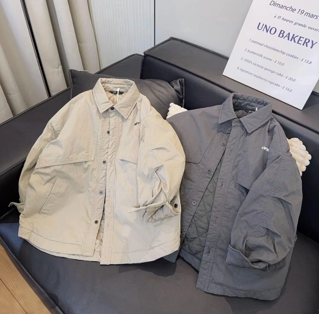 男童时尚翻领棉服儿童2025年冬季新款简约棉衣