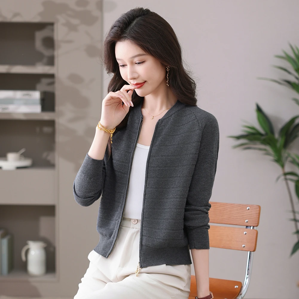 允山黛春秋休闲时尚针织开衫外套薄款长袖女洋气百搭时尚开衫女装