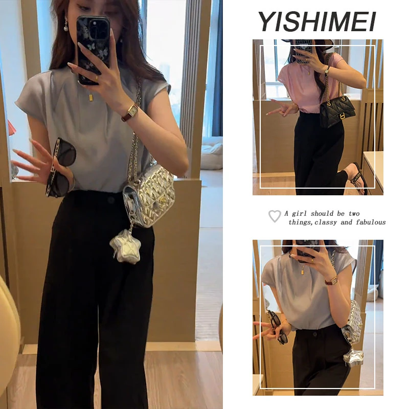 套装女2025年新款爆款韩系百搭简约v领短袖上衣休闲裤两件套装