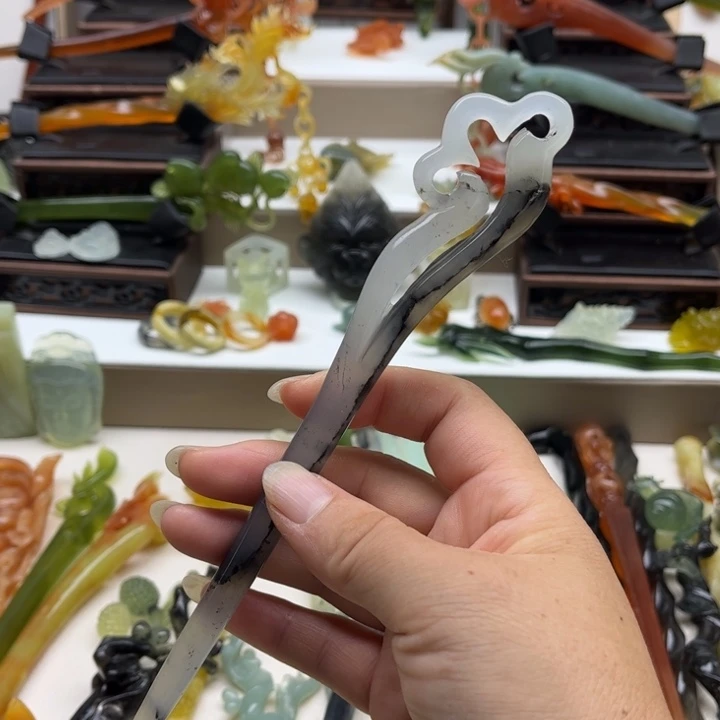 未镶嵌蛇纹石玉岫玉发簪