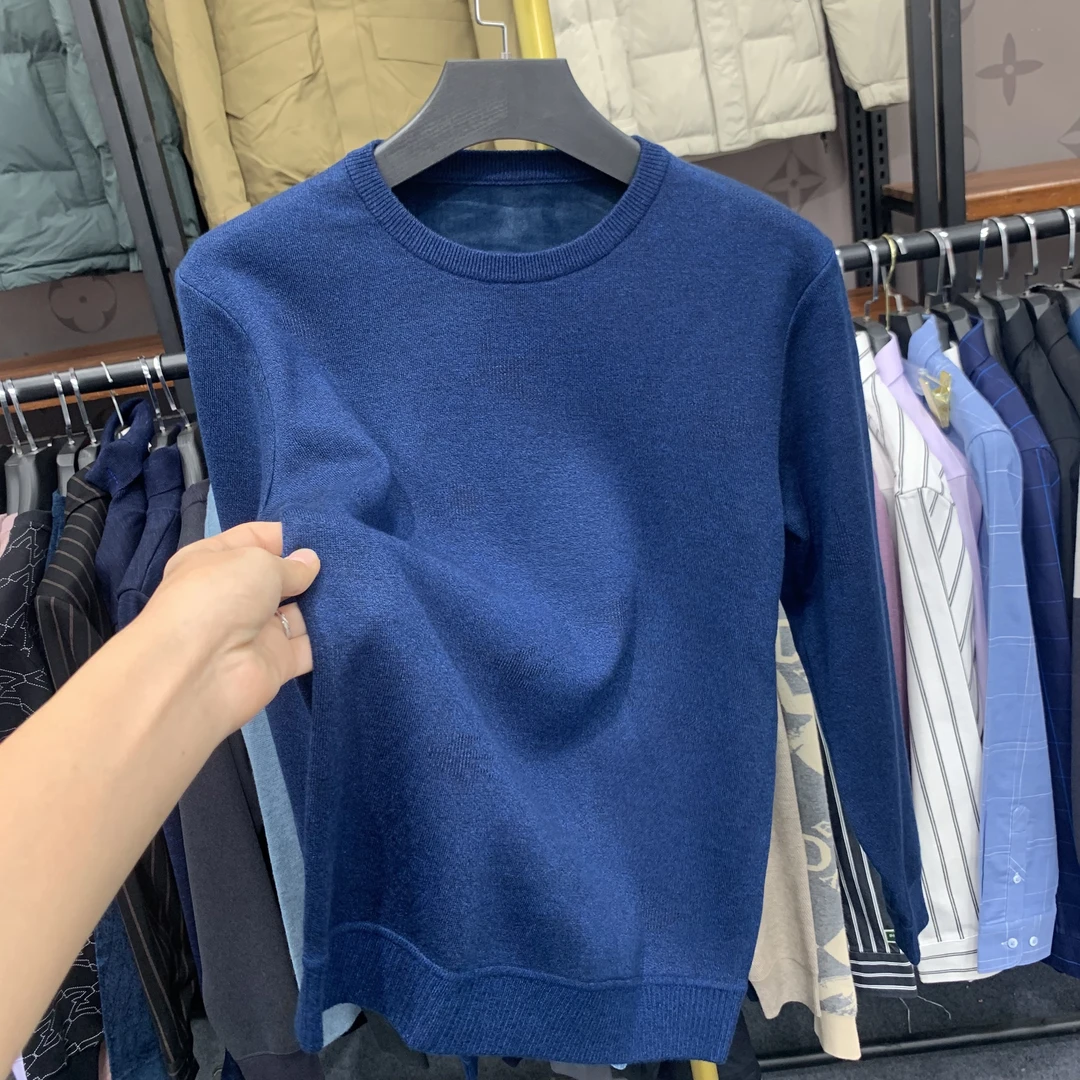 品牌撤柜剪标男士加绒加厚圆领针织衫简约提花37