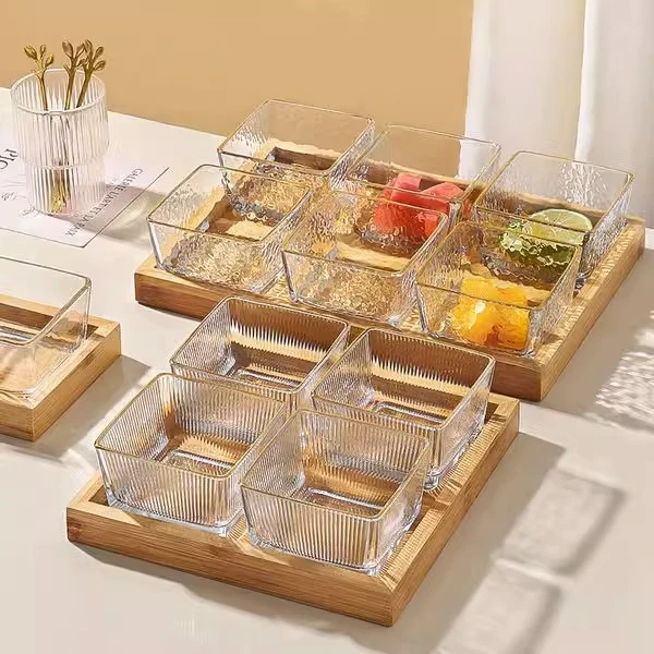 分格水果盘玻璃碗家用客厅茶几茶点盘小吃点心托盘