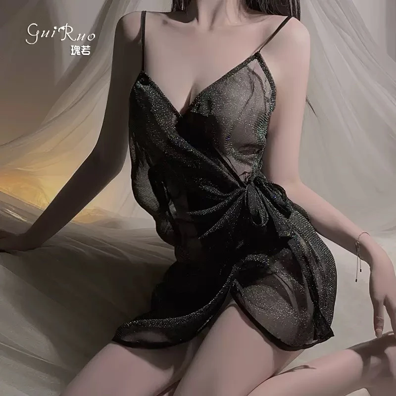 【私藏】女士吊带睡裙性感纯欲风开衩修身四季家居服显瘦