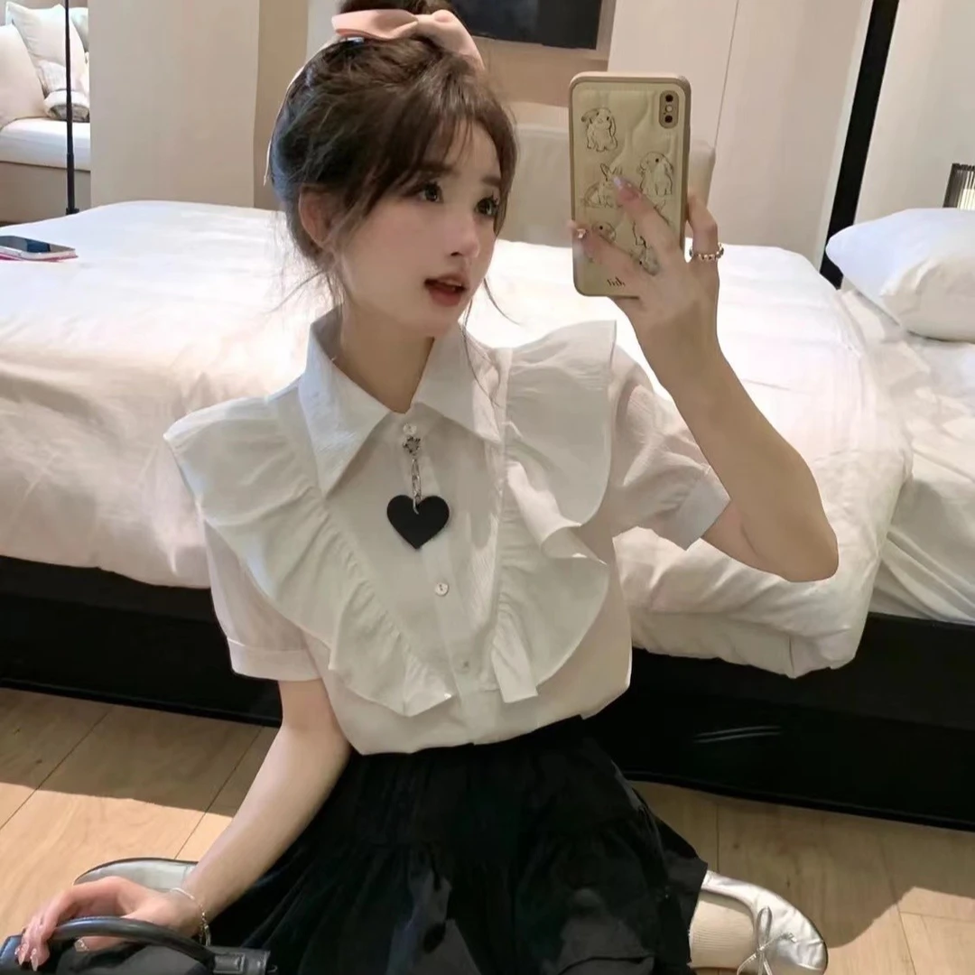 衬衣女2025春季新款薄款白色减龄女法式三八妇女节小众白色衬衫女