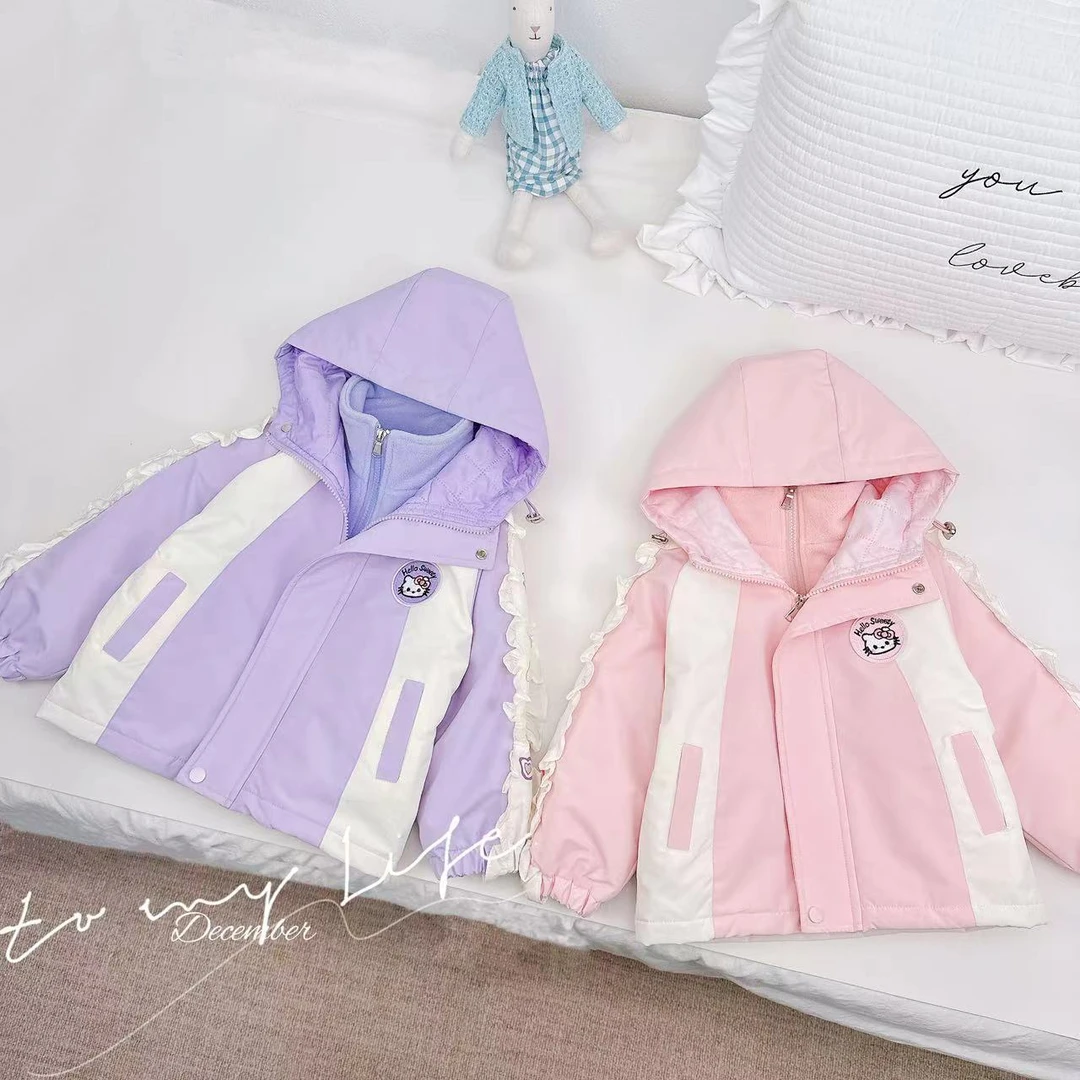 【现货】2024冬季新品加棉女童可爱三合一可拆卸冲锋衣套装 D-Z393