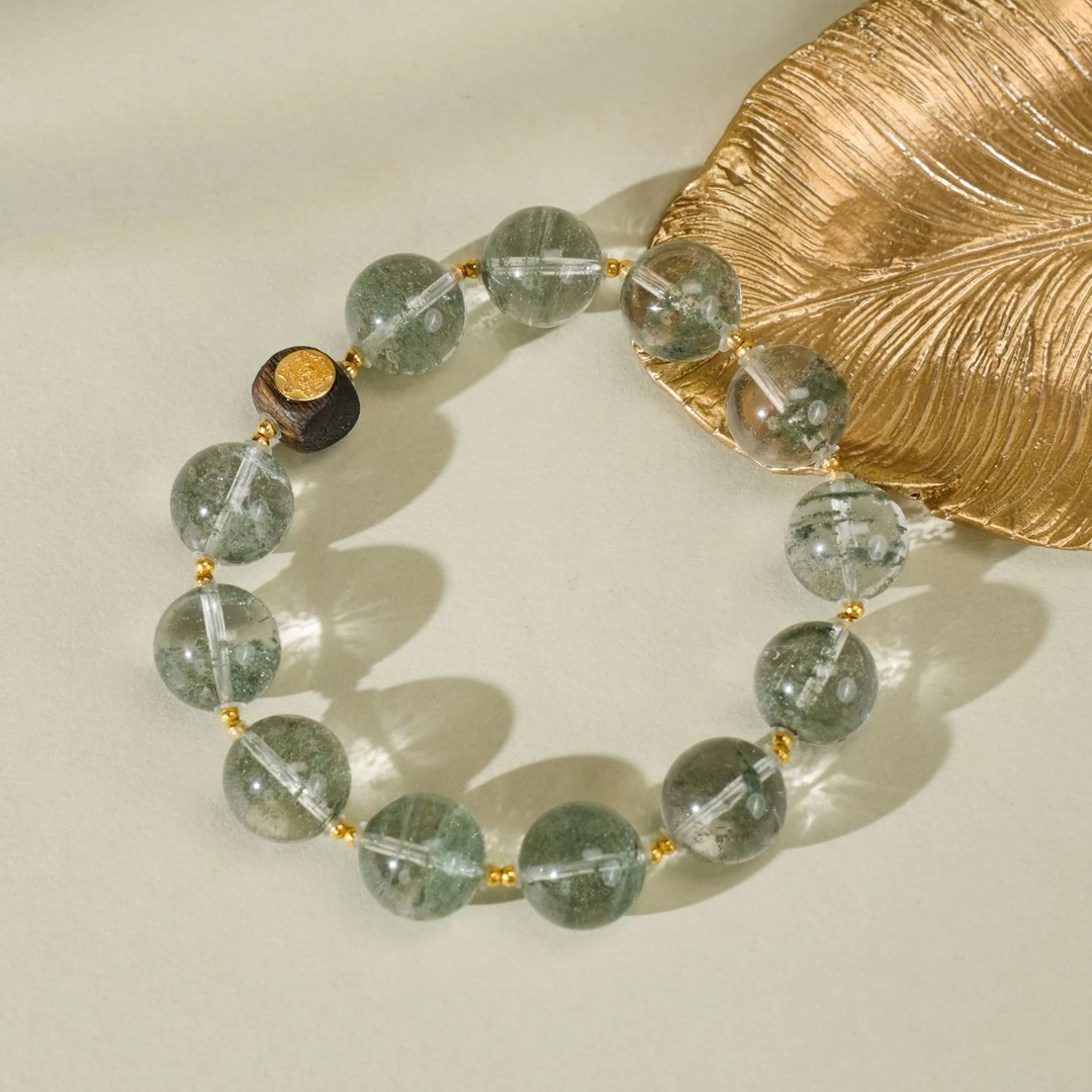 【千层沙绿幽灵】水晶手串-18K金-约卡12mm-SLQ74-JX|BSJ3