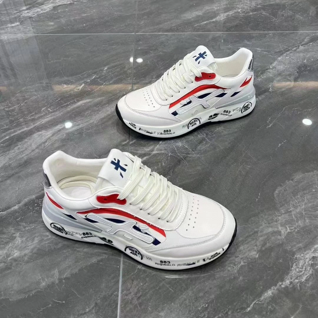 欧洲站男鞋2025年新款真皮休闲鞋时尚运动拼色潮流百搭透气老爹鞋