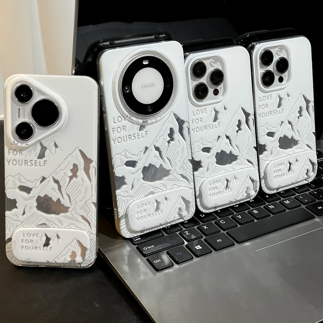 雅天立雪山镜面支架适用iPhone苹果16手机壳13华为vivo小米15oppo