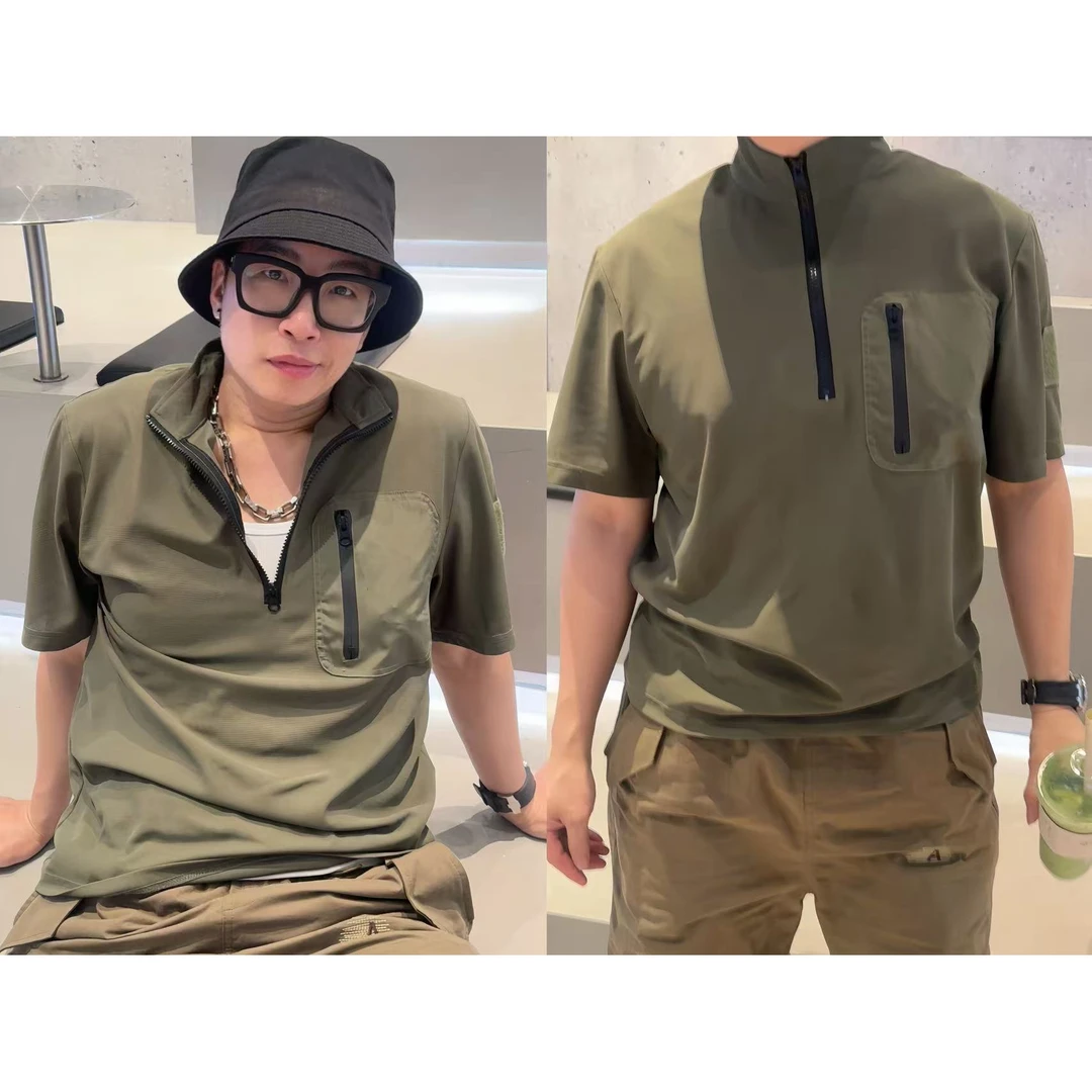 31465-夏季短袖T恤透气舒适拉链Polo通用男款男士立领polo