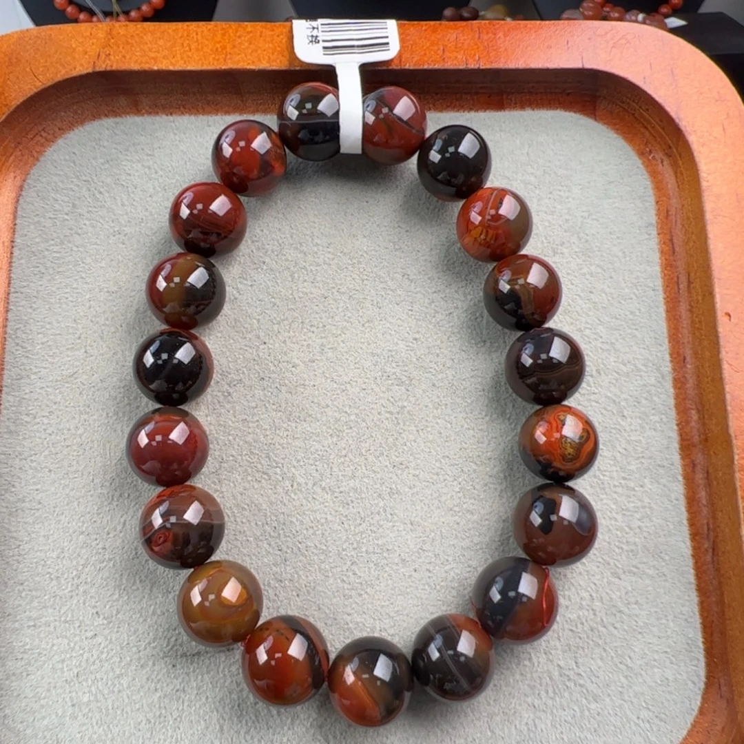 南红玛瑙未镶嵌黑洞圆珠10mm