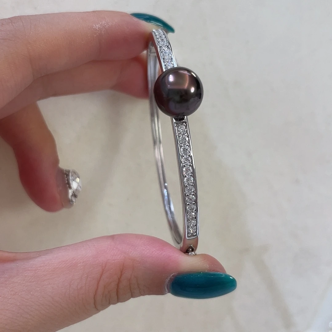 银S925镶嵌海水珍珠手镯10-11