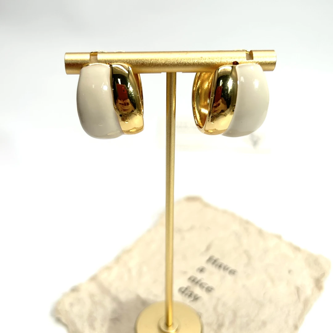 铜合金珐琅耳饰 07860时尚百搭高级珐琅圈圈耳环