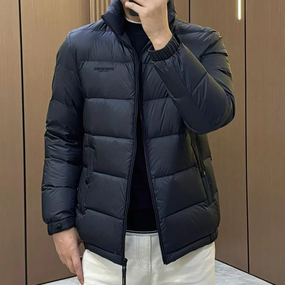 男士新款羽绒服9669H840黑色立领商务休闲时尚保暖