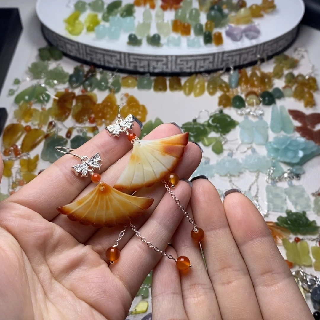 蛇纹石玉合金耳饰/颈饰