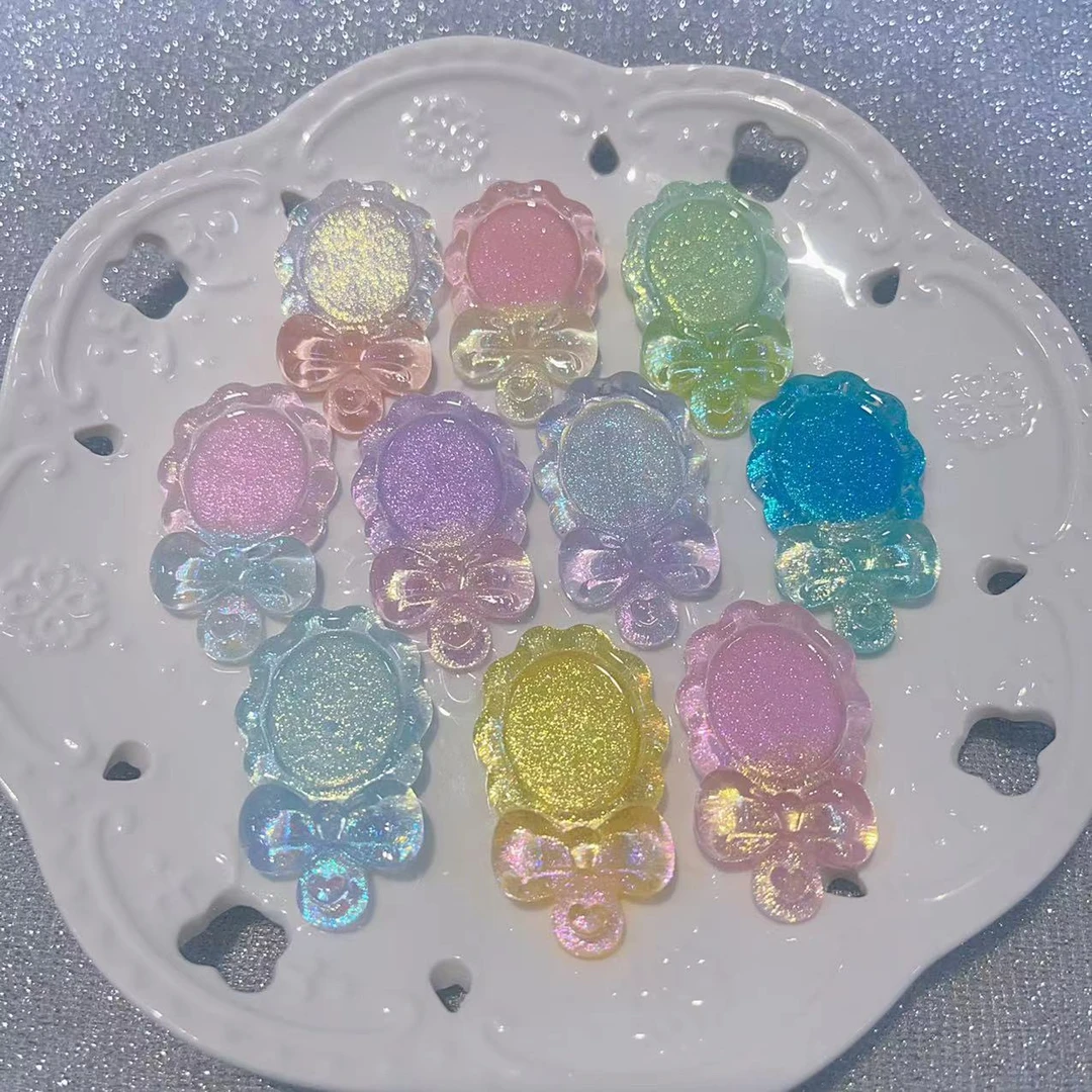 【冰透蝴蝶结镜子】卡42×25mm萤火虫夜光 手工DIY饰品