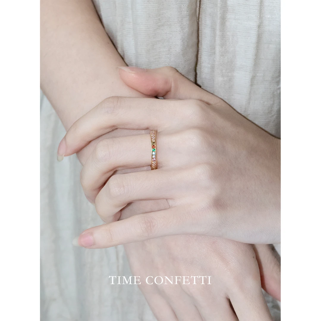 黄铜戒指 镀K金【孙二娘】五彩斑斓 -轻奢法式戒指TC 10266