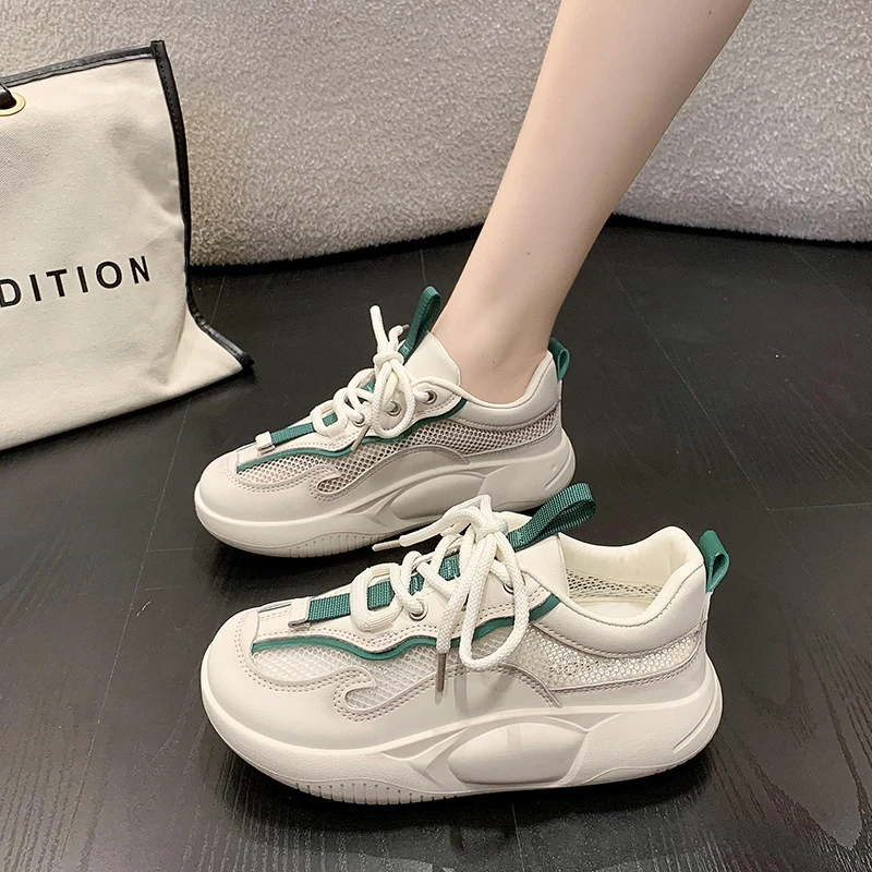 高颜值网面透气夏季板鞋女2025新款百搭轻便女网鞋软底运动休闲鞋