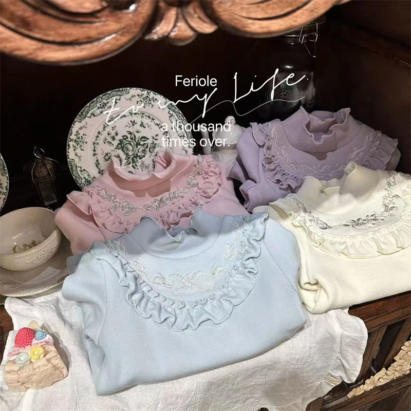 FLL·25冬~木耳边绣花T恤53596（童装汉服）