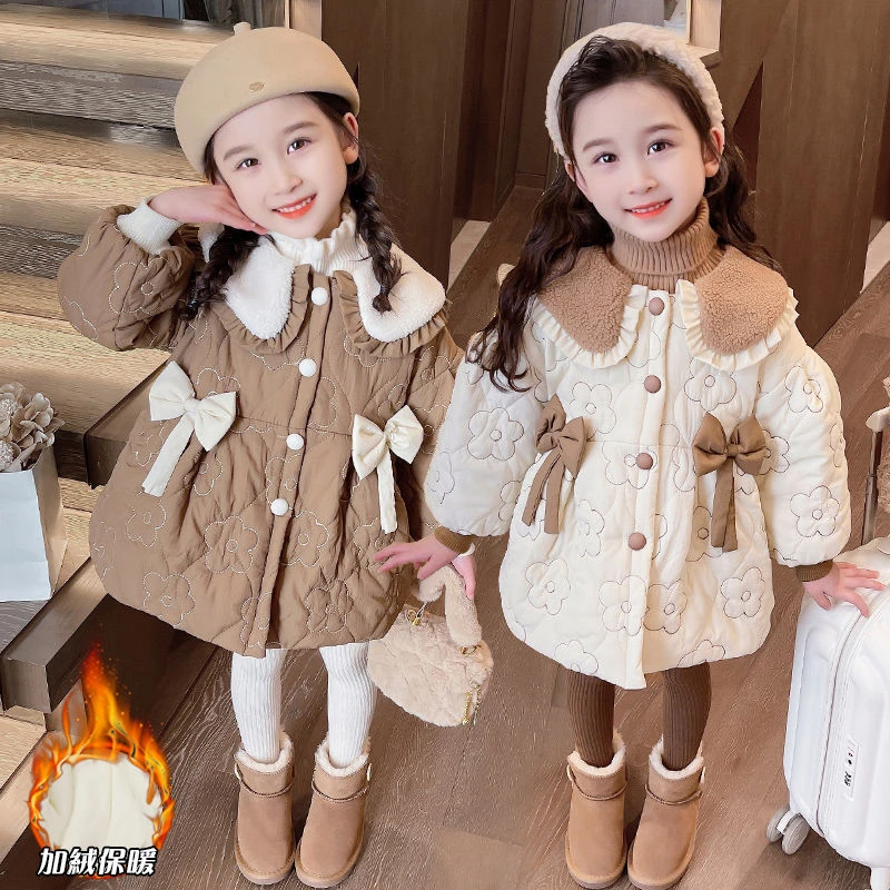 女童宝宝加绒秋冬棉衣装夹棉服洋气韩版时髦保暖棉袄上衣女童外套