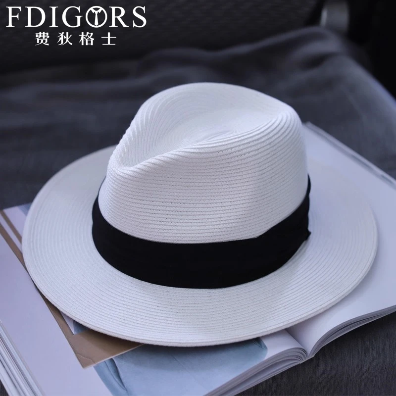 FDIGORS巴拿马草帽男款夏季经典白色休闲百搭宽檐礼帽度假遮阳帽