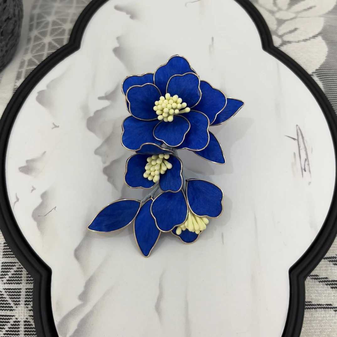 闫颜非遗蚕丝绒花纯手工制作超仙百搭发簪复古发夹发饰气质头饰