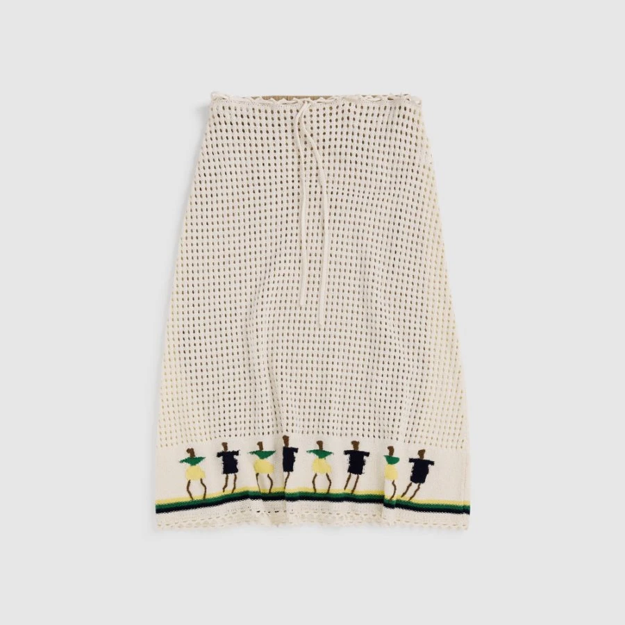 SHORT SENTENCE 25春夏 SSK06 时尚提花编织装饰小人针织半裙