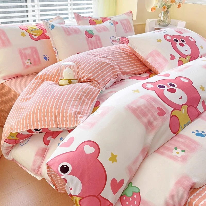 100纯棉全棉儿童被套单件幼儿园女孩卡通被罩120x150x200小孩被单