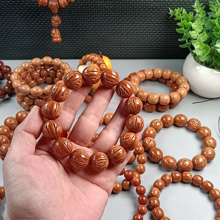 桃核手串铁籽密纹红魔17