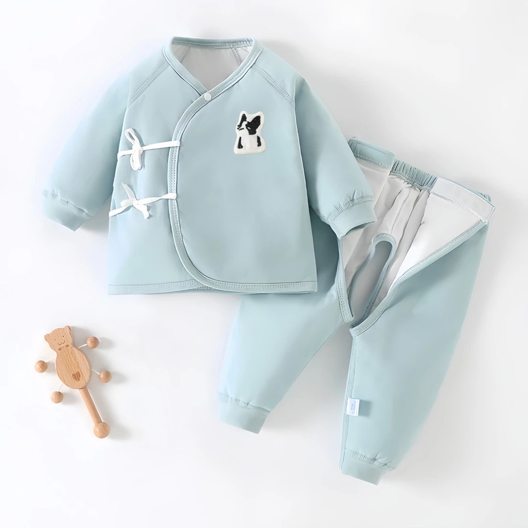 婴儿保暖套装新生儿秋冬棉袄长袖长裤加厚新生宝宝保暖分体夹棉