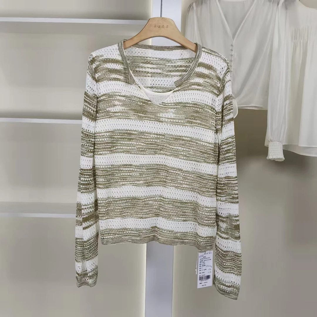 麦迪尚品【夕Y】50909189 春季简约时尚条纹针织衫品牌女装
