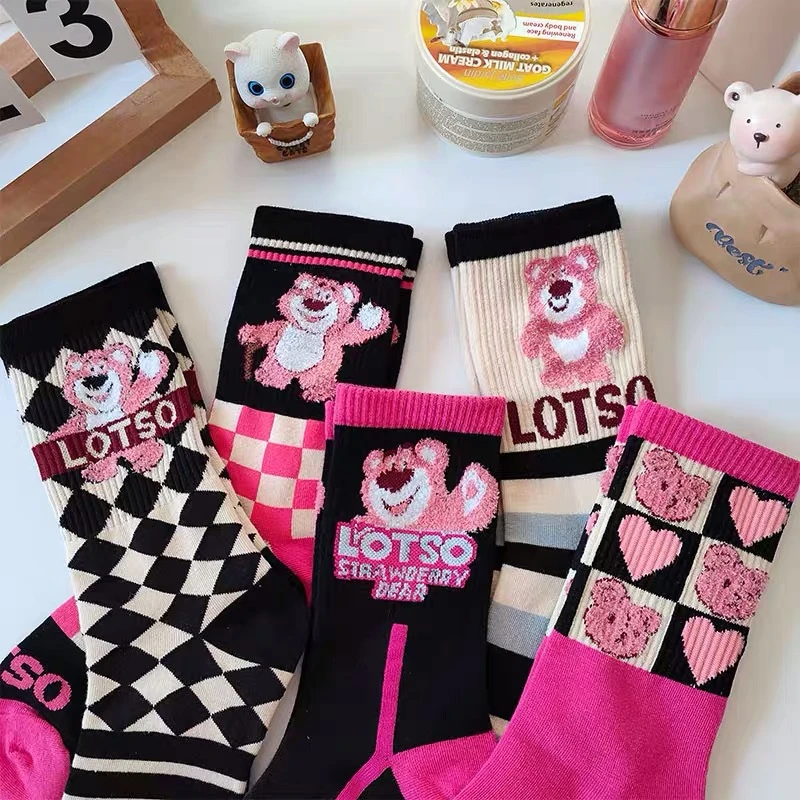 女神必备高定限量草莓熊女袜羽毛纱粉色系