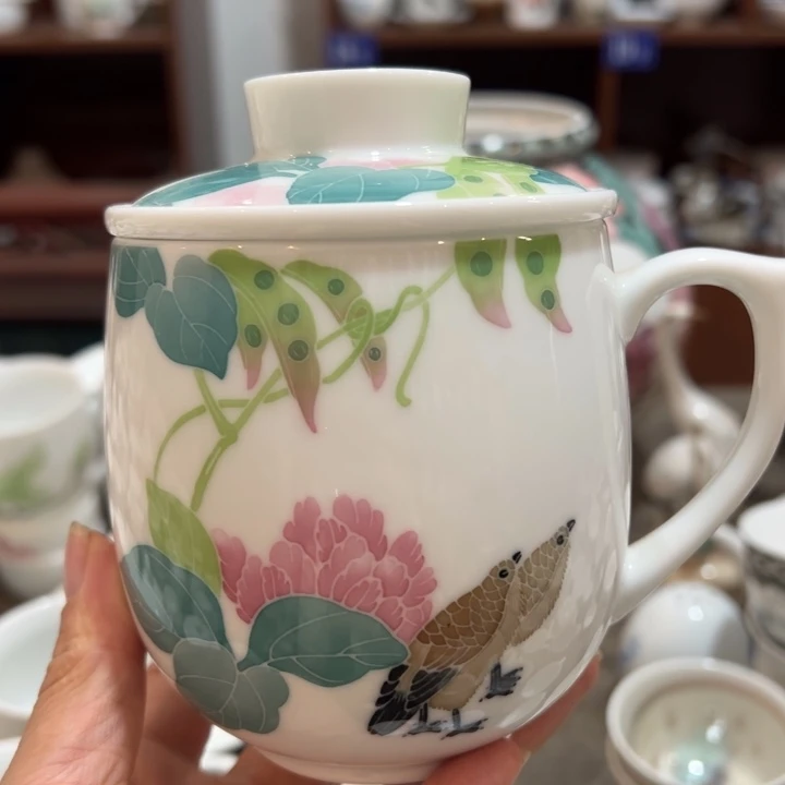 醴陵高温手绘茶水分离杯450毫升