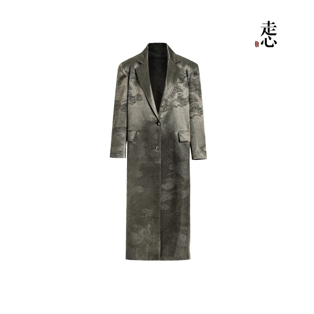 【走心非遗】凤凰暗夜灰大衣25Z25418379