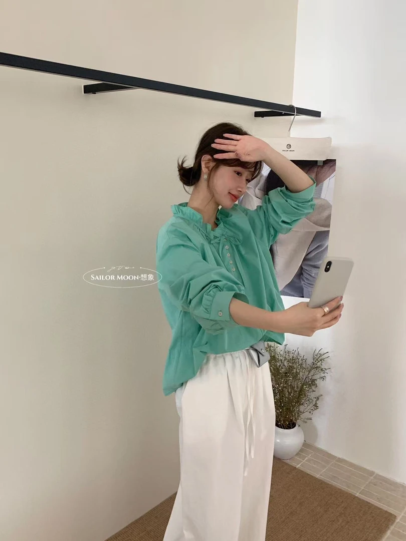 想象@1822 韩系简约百搭花边领衬衣 3-24