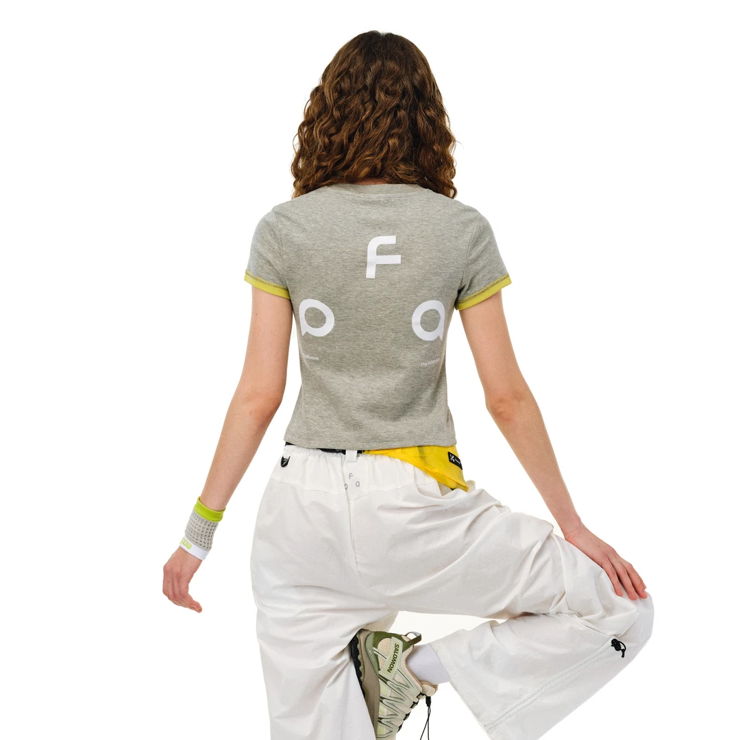 FPA撞色休闲短袖夏季女款圆领印花短款修身T恤户外健身运动半袖