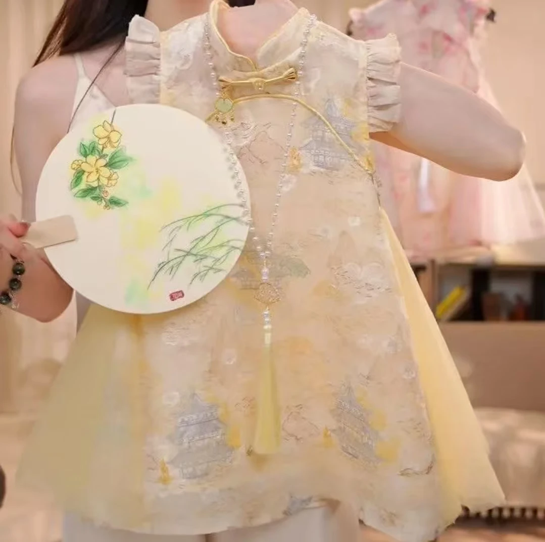 女童连衣裙2025新款洋气新中式国风夏季女孩贵气千金旗袍