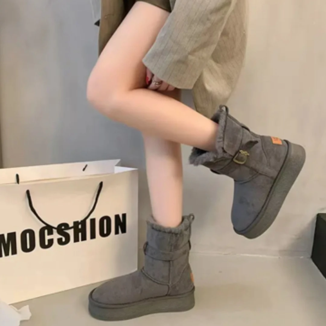嘉嘉推荐#2808【秋冬加绒加厚款】百搭中筒雪地靴