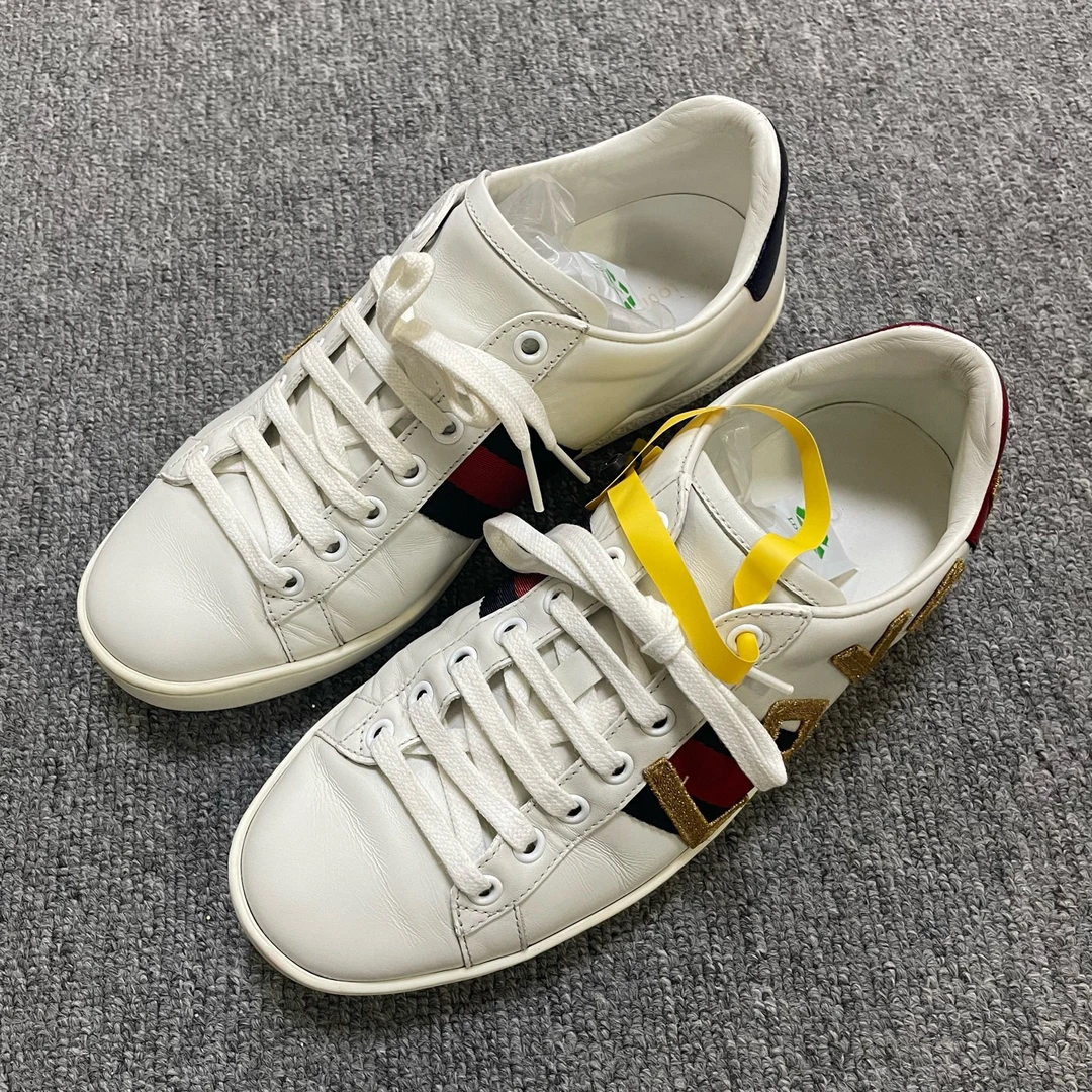 95新 GUCCI/古驰 ACE "LOVED" 刺绣低帮时尚板鞋 36.5码/11434