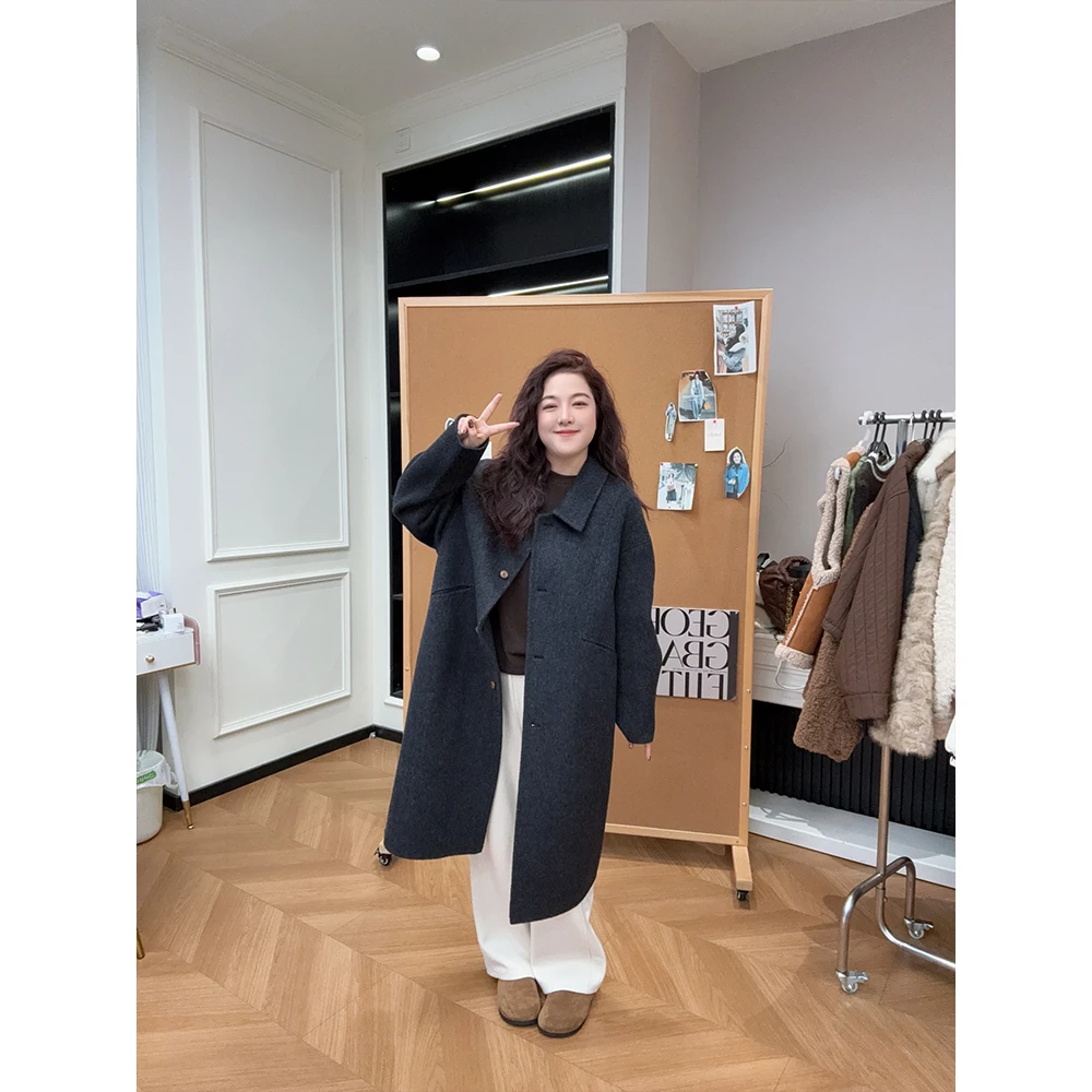 WenWen小个子2025秋冬新款高级感羊毛大衣毛呢轻奢极简小个子4631