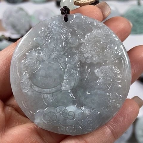 翡翠颈饰未镶嵌山水财神爷福利