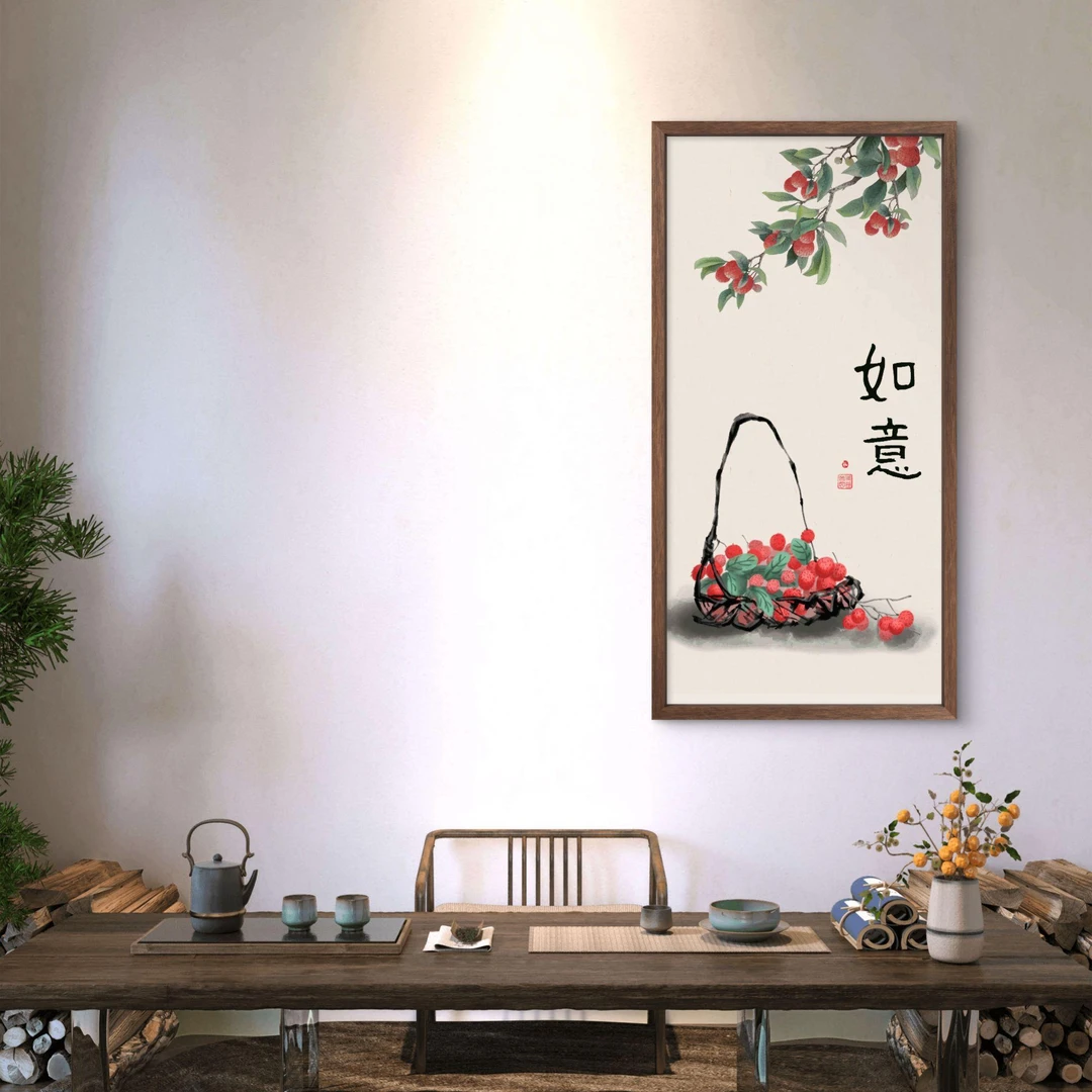 011-35*68如意中式装饰画木框玄关书房茶室客厅挂画