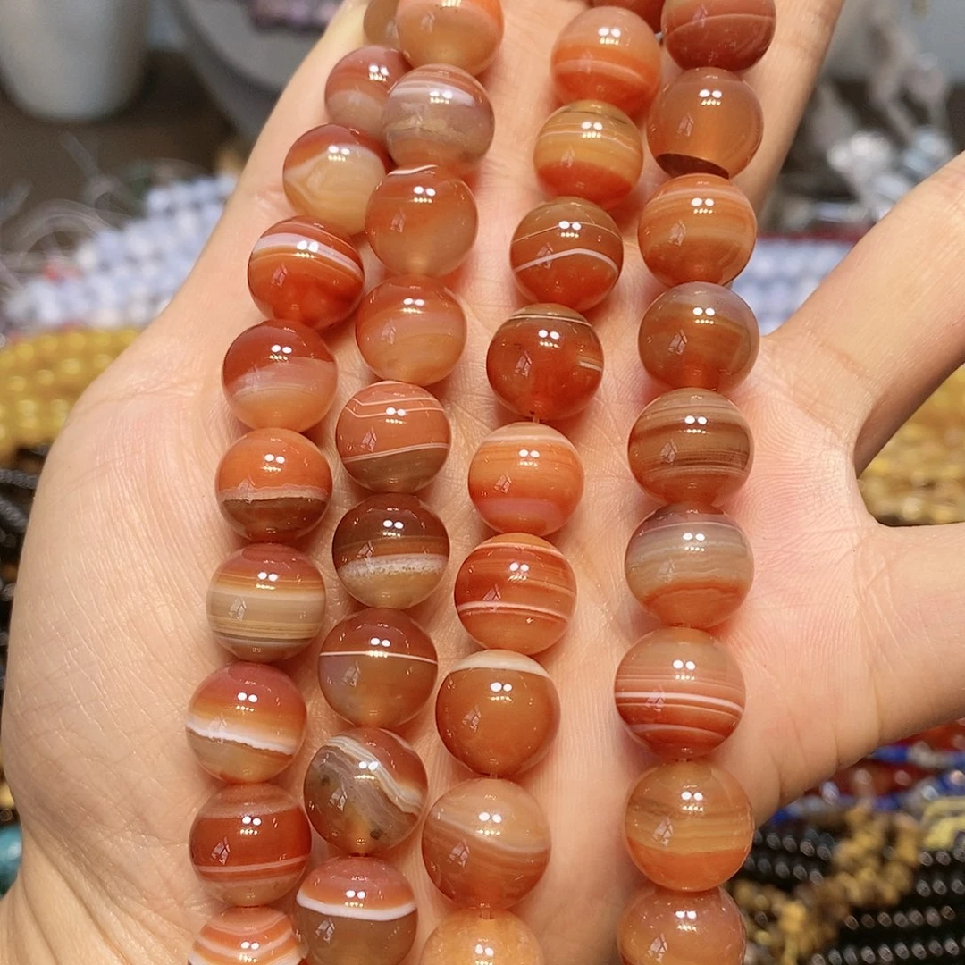 玛瑙/玉髓散珠12mm千层玛瑙一条