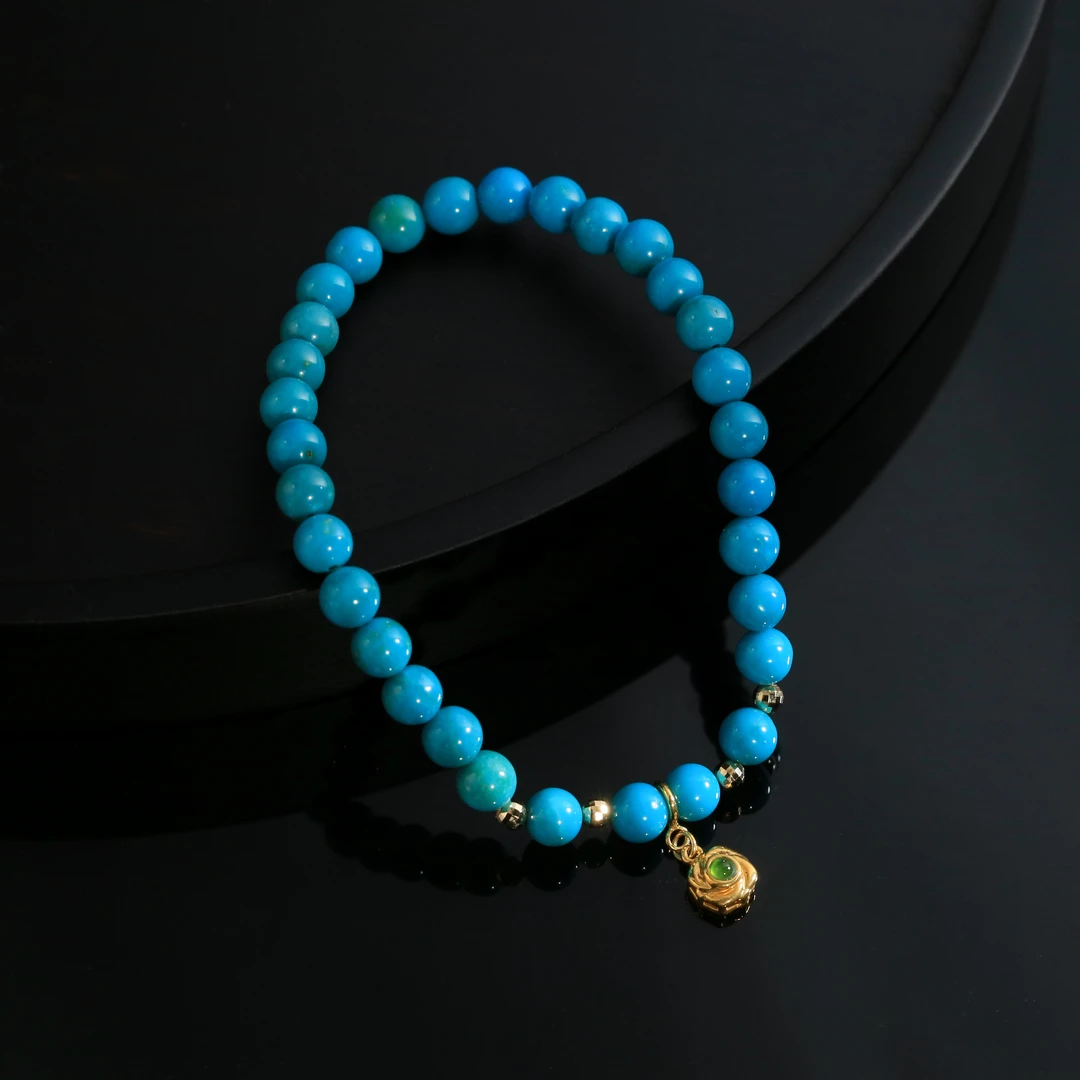 安曼博18K睡美人圆珠小花滴溜手串 约5-5.5mm XZ0502BZ