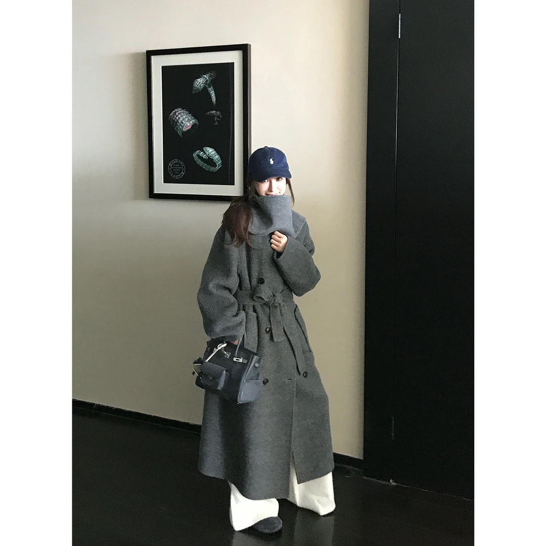 "深秋雾感"高支880g 甄贵进口牦牛绒&绵羊毛大衣 御姐气场呢外套