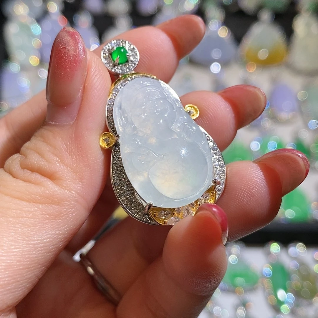 翡翠银S925镶嵌颈饰天然翡翠