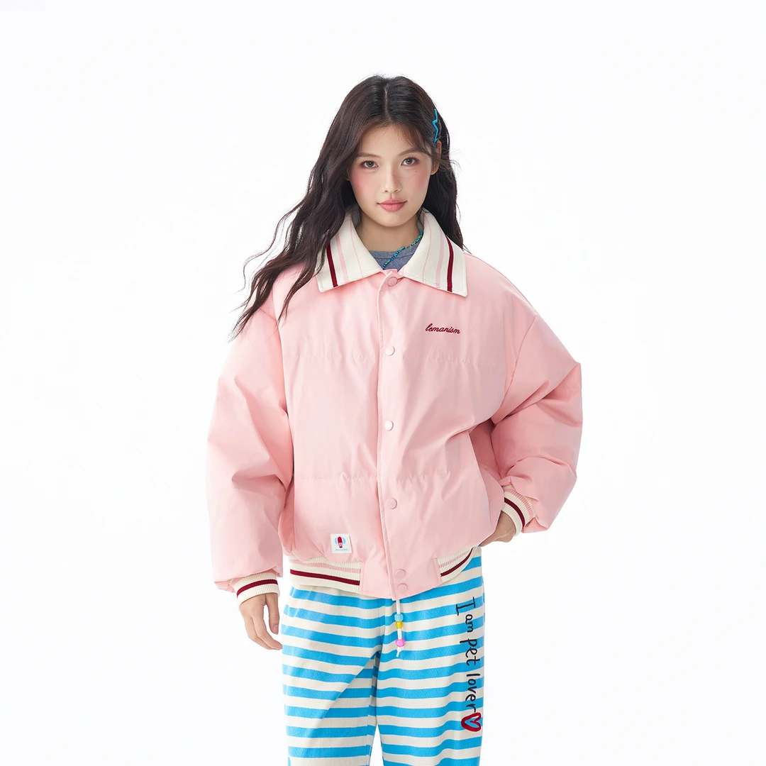 lemanism【FAFADOG联名】潮牌撞色情侣翻领90白鸭绒羽绒服秋冬季