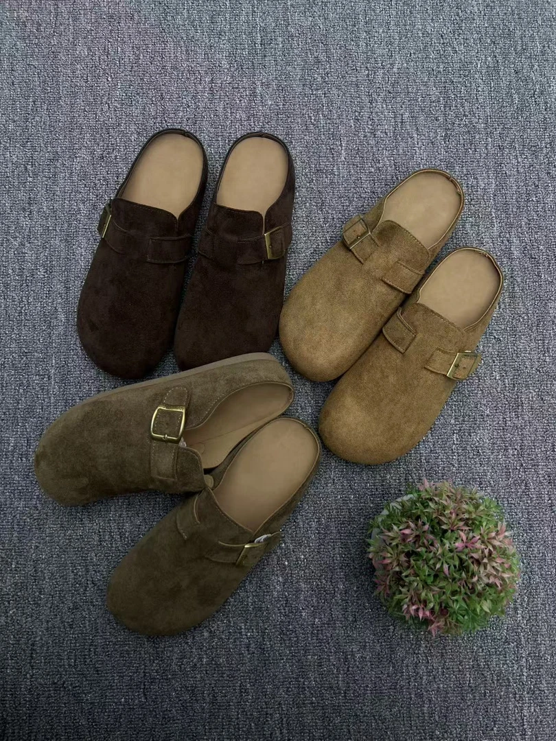 【久心家】219-3纯色休闲风皮带勃肯半拖鞋