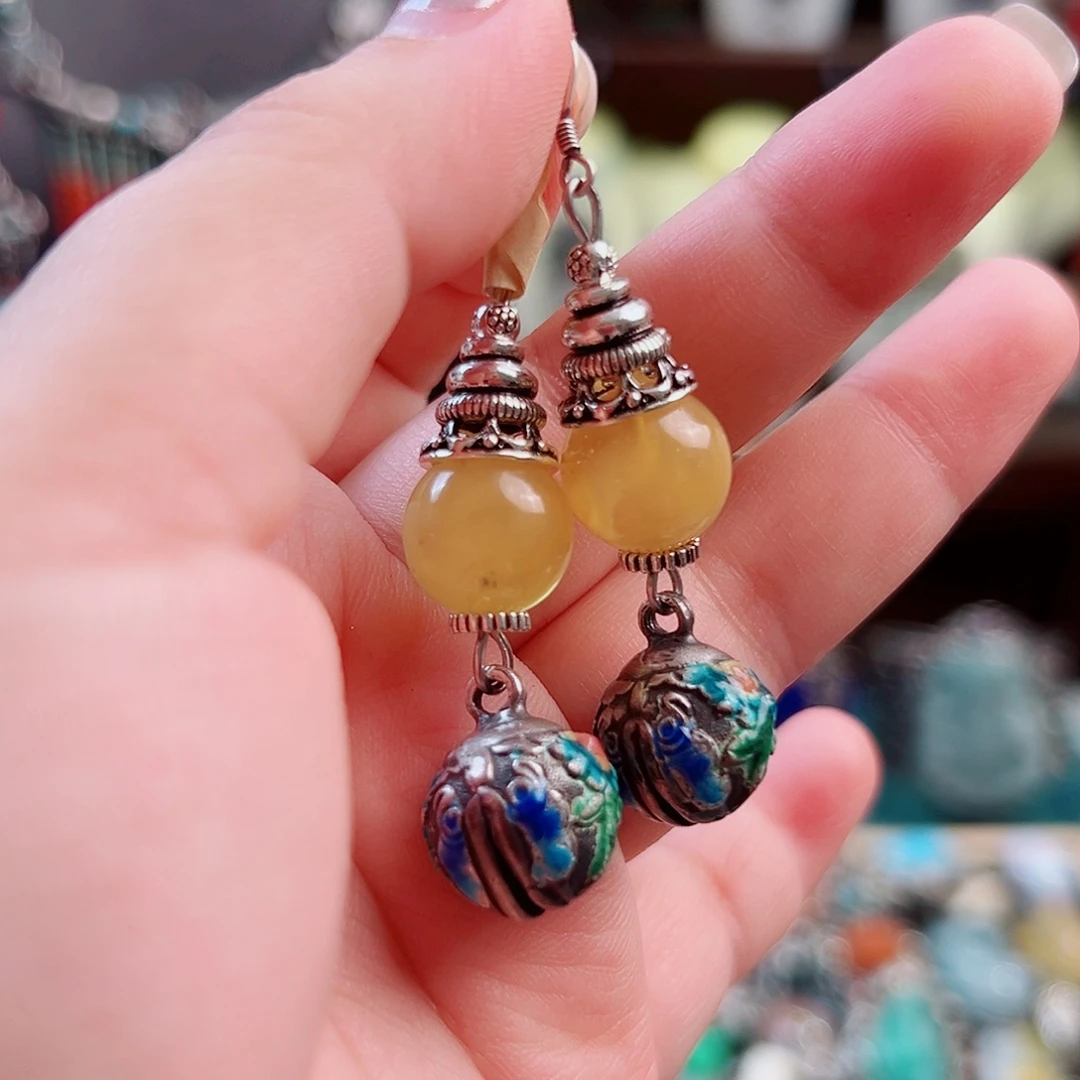 夏****925银珐琅锦象定制耳环