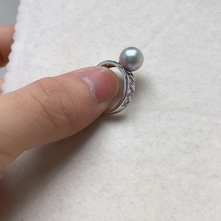 银S925镶嵌戒指海水珍珠
