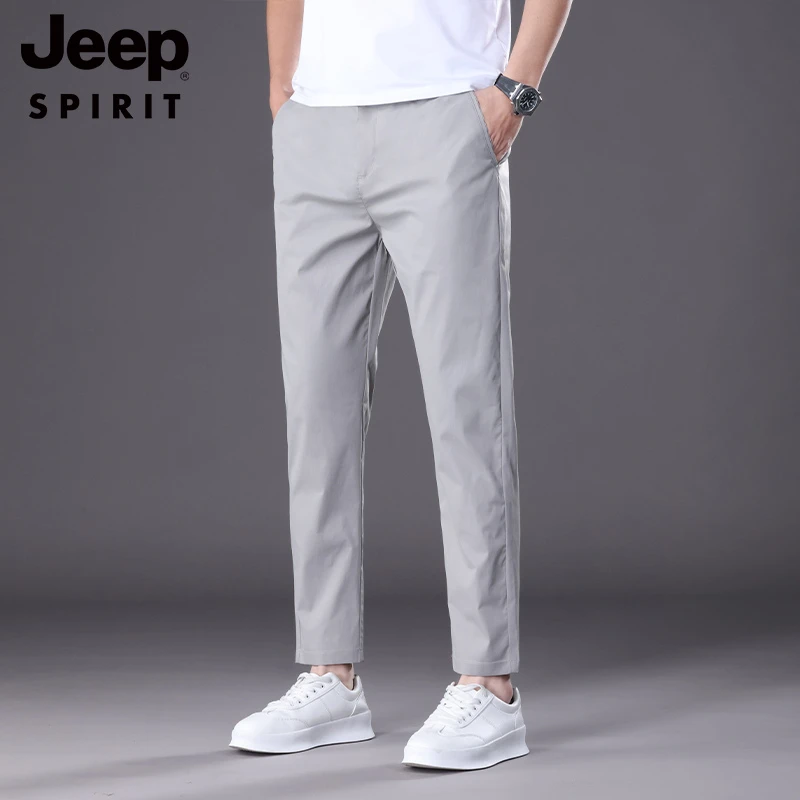 JEEP SPIRIT男士休闲裤2025新款夏季薄款直筒弹力百搭九分男裤子